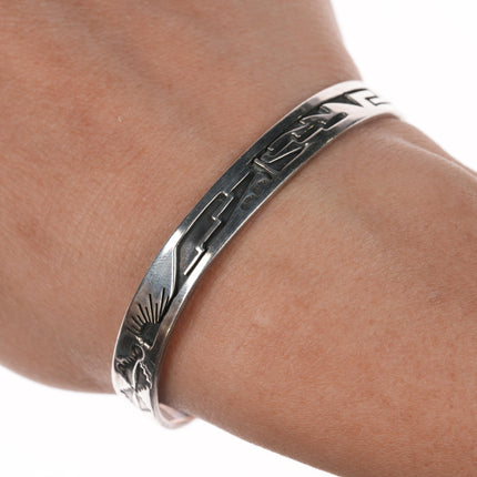 6.25" Vidal Aragon (1923-2015) Santo Domingo silver cuff bracelet