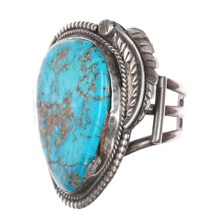 7" Huge Native American silver and turquoise vintage cuff bracelet