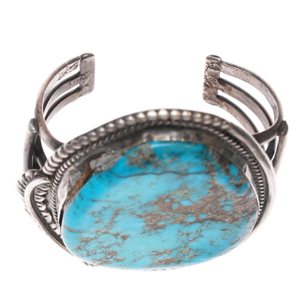 7" Huge Native American silver and turquoise vintage cuff bracelet