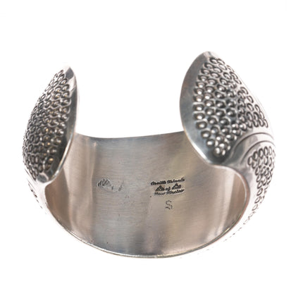 6" Orville Tsinnie Navajo sterling cuff bracelet with stamped design