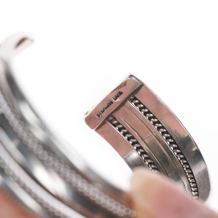 6 3/8" Tahe Navajo stamped silver twisted wire cuff bracelet