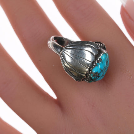 sz8.5 Vintage Navajo silver and turquoise ring