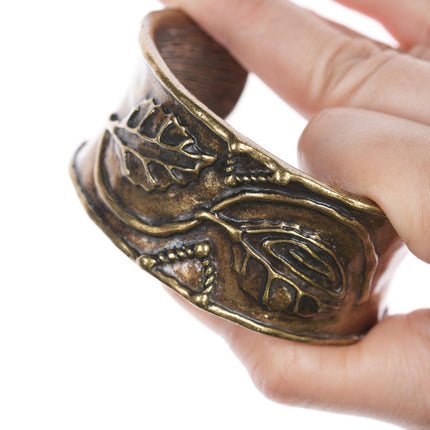 6 7/8" Artisan cast brass cuff bracelet