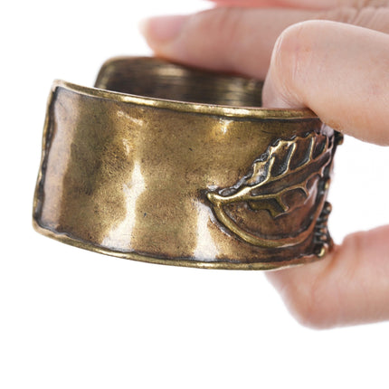 6 7/8" Artisan cast brass cuff bracelet