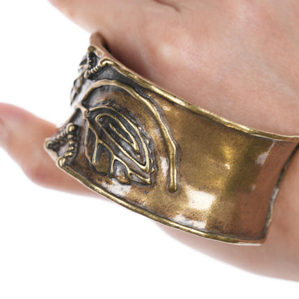 6 7/8" Artisan cast brass cuff bracelet