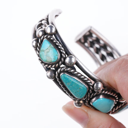 6 5/8" Vintage Navajo Silver and turquoise bracelet