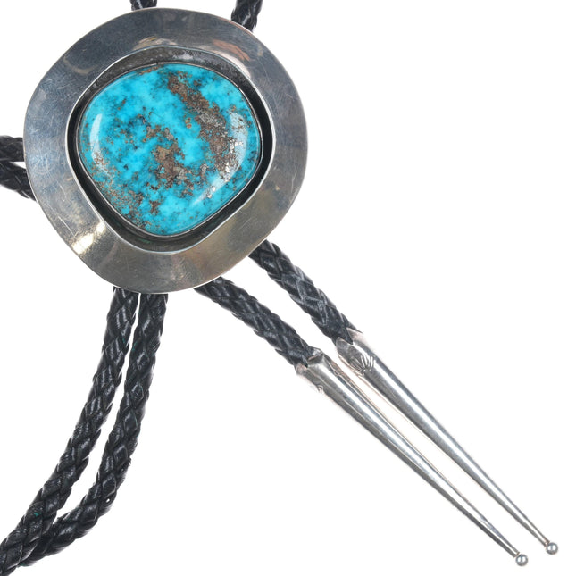 Vintage CR Southwestern Sterling and Morenci turquoise bolo tie/pendant