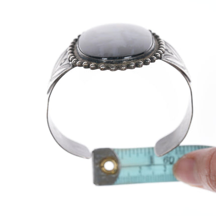 6.25" 40's-50's Navajo silver agate cuff bracelet