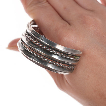 6.25" 50's-60's Vintage Navajo stamped silver twisted wire cuff bracelet