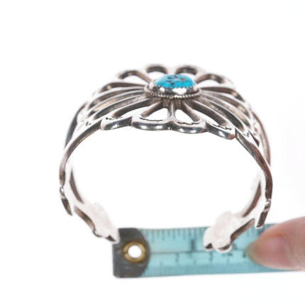 6.25" HY Sterling cast Navajo cuff bracelet with turquoise