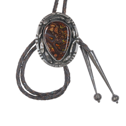 c1960 Navajo Sterling Fire Agate bolo tie