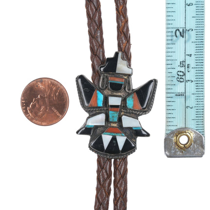 40's-50's Zuni Knifewing silver channel inlay bolo tie