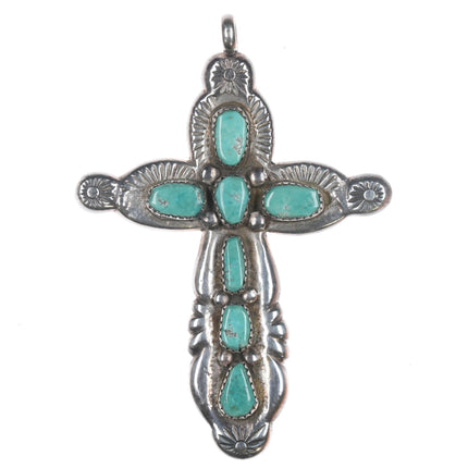 Horace Iule Zuni (1901-1978) Large silver and turquoise cross