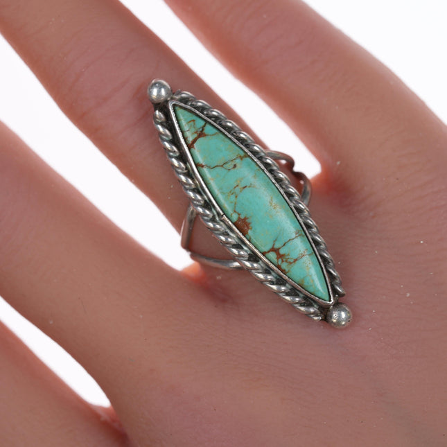 sz5 Vintage Navajo silver and turquoise pointy ring