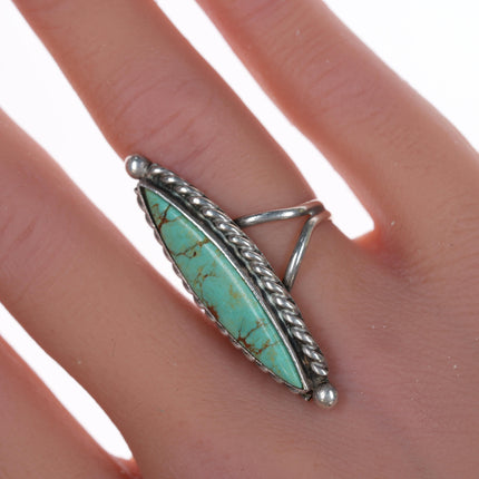 sz5 Vintage Navajo silver and turquoise pointy ring