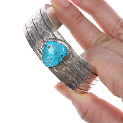 6.5" Johnson Navajo silver and turquoise cuff bracelet