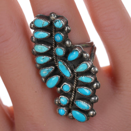 sz6.5 Large Vintage Zuni silver and turquoise cluster ring