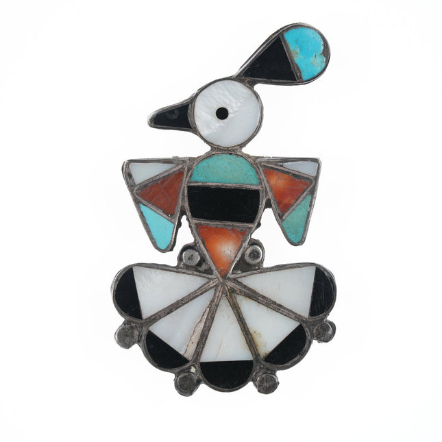 40's-50's Zuni channel inlay silver bolo tie slide