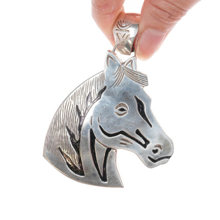 Large Alonzo Mariano Navajo sterling horse head pendant