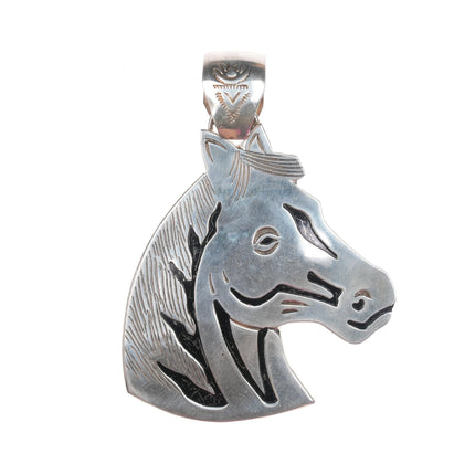 Large Alonzo Mariano Navajo sterling horse head pendant