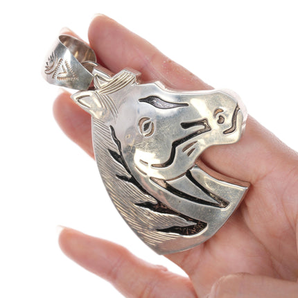 Large Alonzo Mariano Navajo sterling horse head pendant