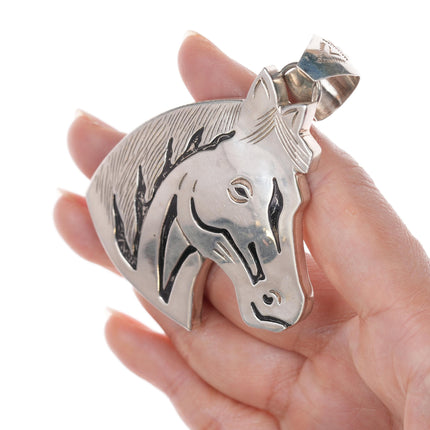 Large Alonzo Mariano Navajo sterling horse head pendant