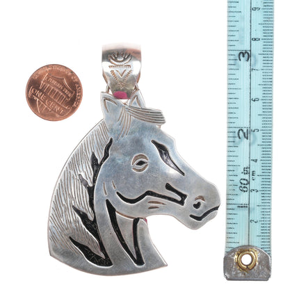 Large Alonzo Mariano Navajo sterling horse head pendant