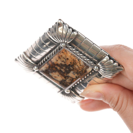 Native American silver and petrified wood belt buckle