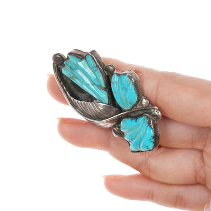 Felicita Eustace Cochiti (1927-2016)  Silver and carved turquoise pendant/ pin