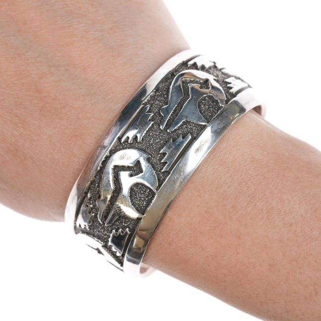 6 3/8" Ronnie Hurley Navajo Sterling Bear Cuff bracelet