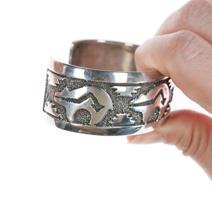 6 3/8" Ronnie Hurley Navajo Sterling Bear Cuff bracelet