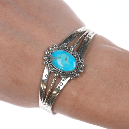 6.25" 40's-50's Navajo Curio Sterling and turquoise cuff bracelet