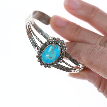 6.25" 40's-50's Navajo Curio Sterling and turquoise cuff bracelet