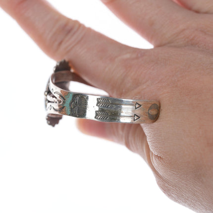 6.25" 40's-50's Navajo Curio Sterling and turquoise cuff bracelet