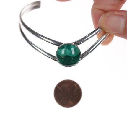 6.5" Vintage Southwestern Modernist sterling and malachite cuff bracelet