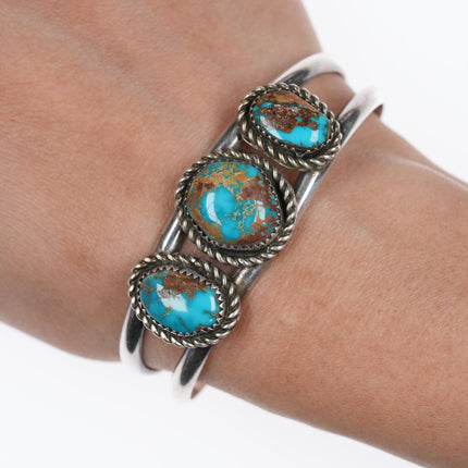 6.25" 60's-70's Gorgeous turquoise silver cuff bracelet