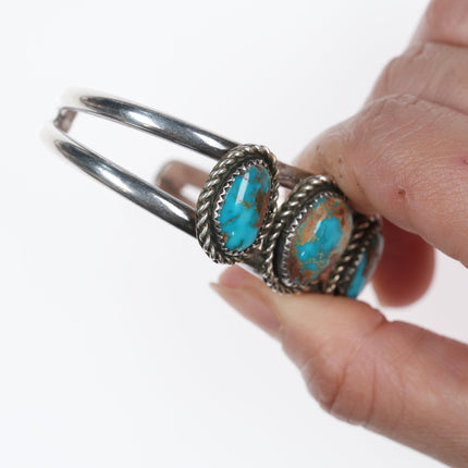 6.25" 60's-70's Gorgeous turquoise silver cuff bracelet