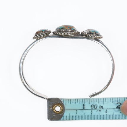 6.25" 60's-70's Gorgeous turquoise silver cuff bracelet