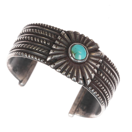 6.5" Jock Favour ingot silver and turquoise revival cuff bracelet