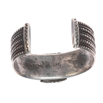 6.5" Jock Favour ingot silver and turquoise revival cuff bracelet