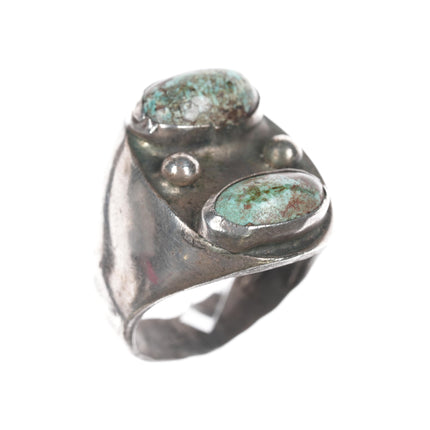 sz10.25 1950's Native American silver ring with turquoise