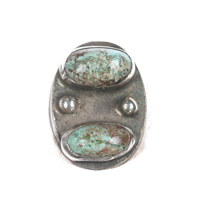 sz10.25 1950's Native American silver ring with turquoise