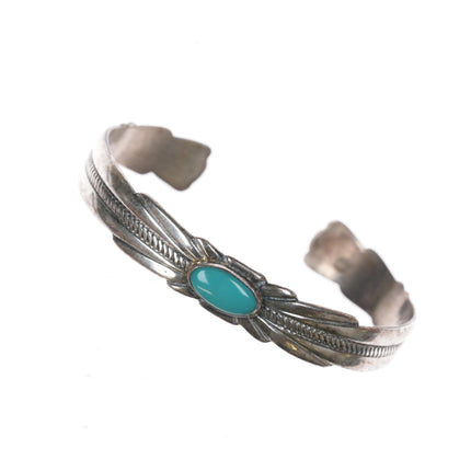 6 1/8" Vintage slim Bell Trading post sterling and turquoise cuff bracelet