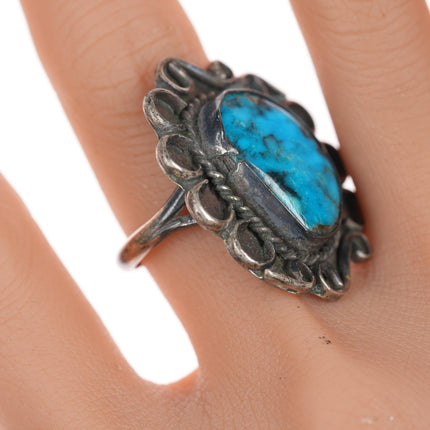 sz10.75 Vintage Navajo silver ring with turquoise