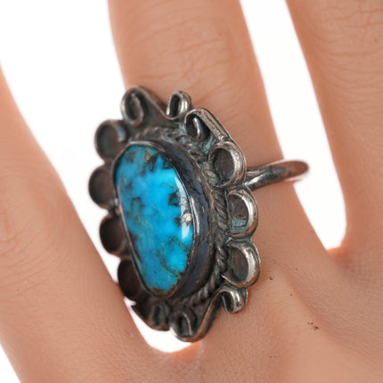 sz10.75 Vintage Navajo silver ring with turquoise