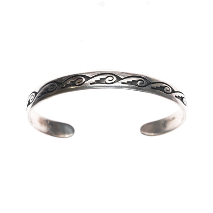 Alaric Polequaptewa Sterling Hopi overlay silver cuff bracelet