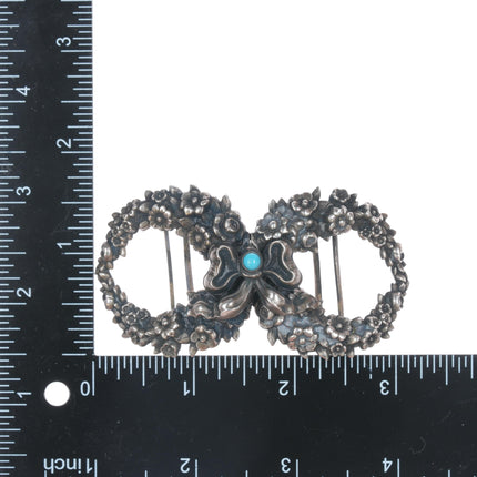 c1900 William Kerr Sterling floral wreath with turquoise belt buckle