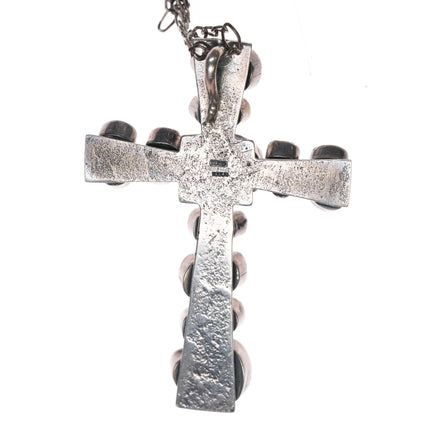 Large Vintage Nakai Native American Sterling multi-stone cross pendant