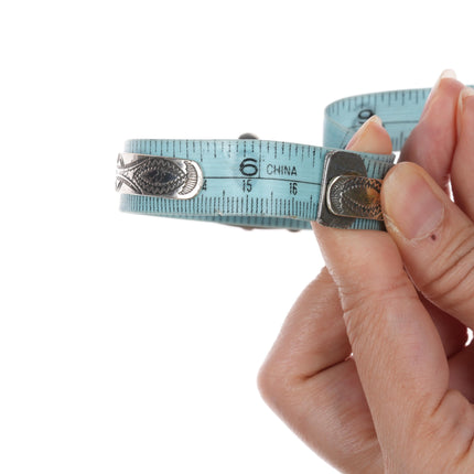 6.5" 30's-40's Navajo silver cuff bracelet with turquoise