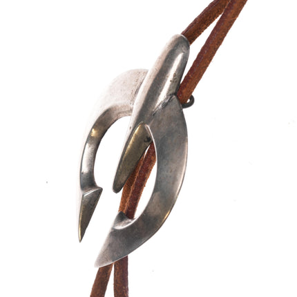 40's-50's Navajo Sandcast silver Naja form bolo tie